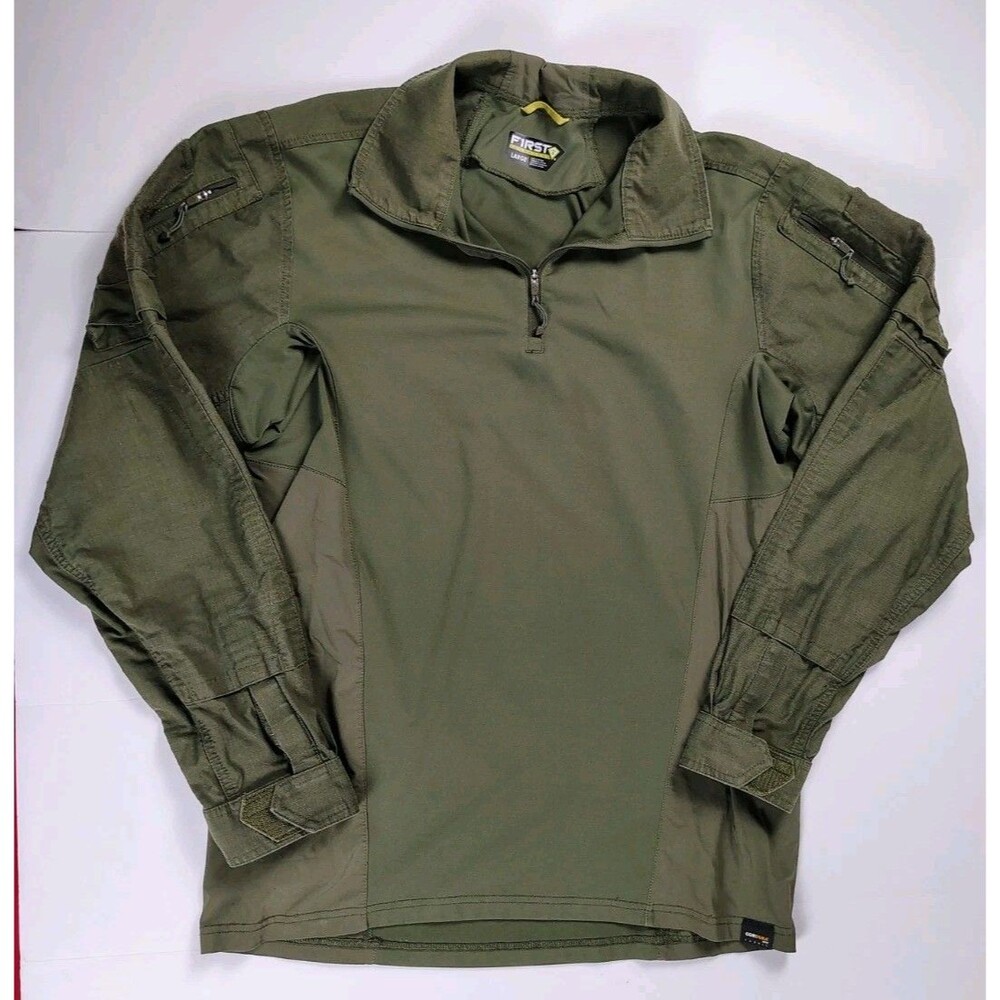 First Tactical Defender Mens Large Long Sleeve 1/4 Zip Stretch Green Shirt